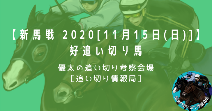 【新馬戦 2020[11月15日(日)]】好追い切り馬